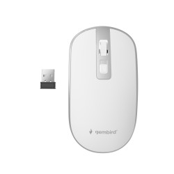Gembird MUSW-4B-06-WS MUSW-4B-06-WS, Ambidextro, Óptico, RF inalámbrico, 1600 DPI, Plata, Blanco