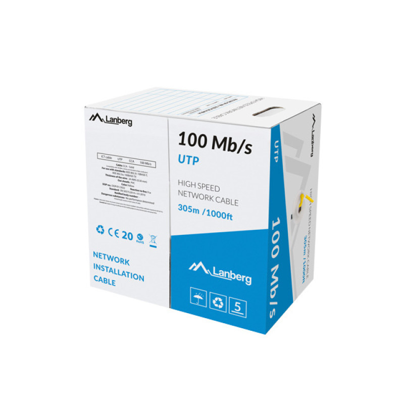 Lanberg LCU5-10CC-0305-Y LCU5-10CC-0305-Y, 305 m, U/UTP (UTP), Amarillo