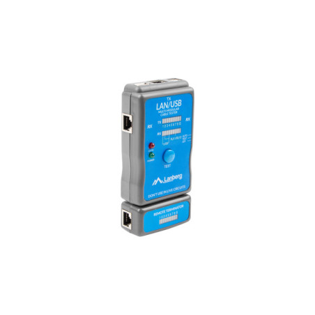 Lanberg NT-0403 NT-0403, Comprobador de alimentación PoE, RJ-11, RJ-45, USB, PoE testing, Azul, Coaxial