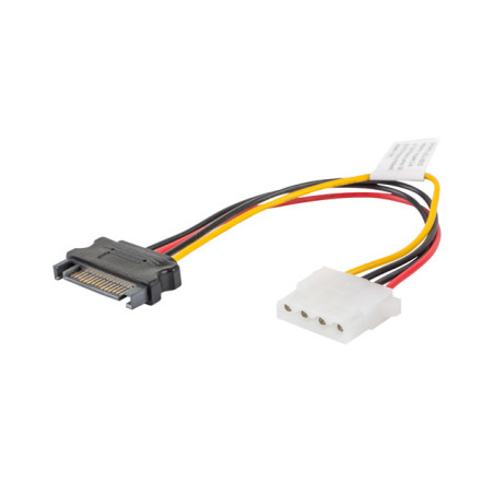 Lanberg CA-SAHD-10CU-0015 CA-SAHD-10CU-0015, 0,15 m, SATA I, Molex (4-pin), SATA de 15 pines, Macho/Hembra, Negro, Rojo,