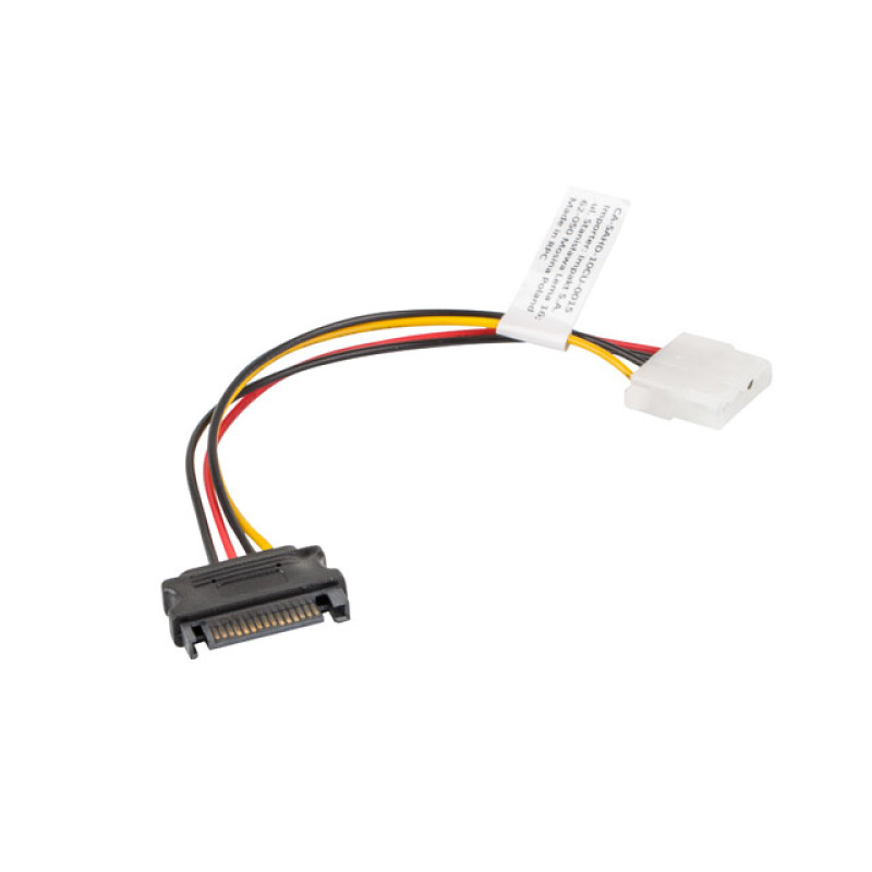 Lanberg CA-SAHD-10CU-0015 CA-SAHD-10CU-0015, 0,15 m, SATA I, Molex (4-pin), SATA de 15 pines, Macho/Hembra, Negro, Rojo,