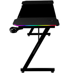 Mars Gaming MGDX140RGB MGD-X140RGB, Mesa Gaming Ergonómica, Iluminación ARGB con Mando, Fibra de Carbono, Alfombrilla XXL, 2