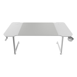 Mars Gaming MGDX140W MGD-X140, Mesa Gaming Ergonómica, Superficie en Fibra de Carbono, Estructura Metálica, Alfombrilla XXL,