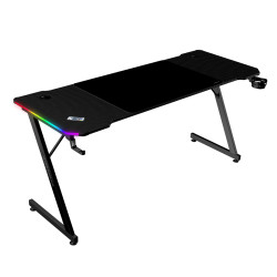 Mars Gaming MGDX160RGB MGD-X160RGB, Mesa Gaming Ergonómica, Iluminación ARGB con Mando, Fibra de Carbono, Alfombrilla XXL,
