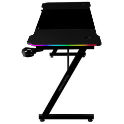 Mars Gaming MGDX160RGB MGD-X160RGB, Mesa Gaming Ergonómica, Iluminación ARGB con Mando, Fibra de Carbono, Alfombrilla XXL, 2