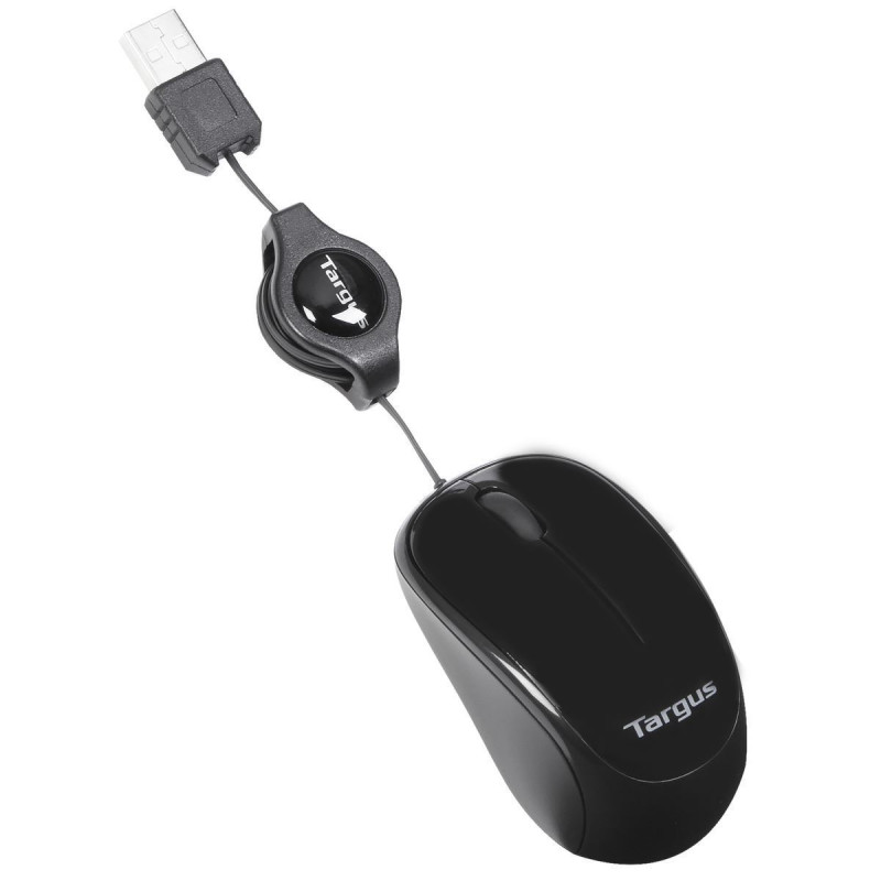 Targus AMU75EU Compact Blue Trace Mouse, Ambidextro, Blue Trace, USB tipo A, 1000 DPI, Negro
