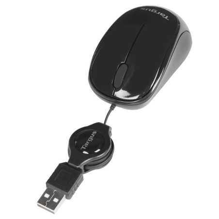Targus AMU75EU Compact Blue Trace Mouse, Ambidextro, Blue Trace, USB tipo A, 1000 DPI, Negro
