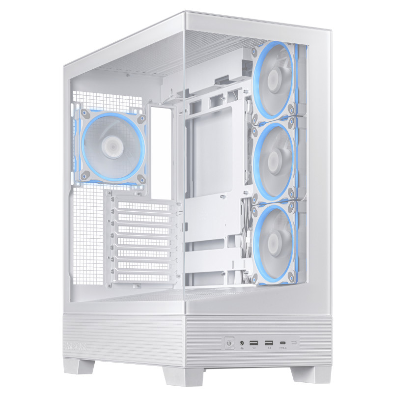 ASUS 90DC00R3-B19000 A31 Plus TG ARGB WHITE, Midi Tower, PC, Blanco, ATX, micro ATX, Mini-ITX, Metal, Juego