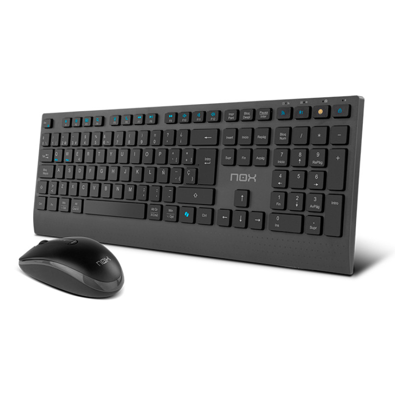 NOX NXLITEDUOSP NXLITEDUOSP, Completo (100%), Inalámbrico, RF Wireless + Bluetooth, QWERTY, Negro, Ratón incluido