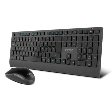 NOX NXLITEDUOSP NXLITEDUOSP, Completo (100%), Inalámbrico, RF Wireless + Bluetooth, QWERTY, Negro, Ratón incluido
