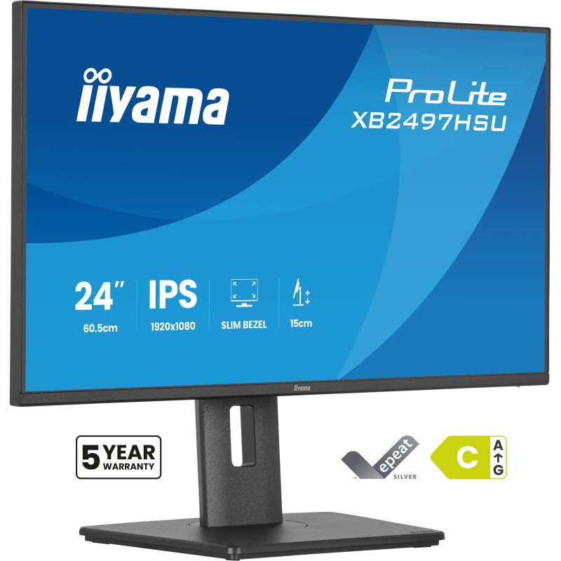 iiyama XB2497HSU-B1 ProLite XB2497HSU-B1, 60,5 cm (23.8"), 1920 x 1080 Pixeles, Full HD, LED, 4 ms, Negro
