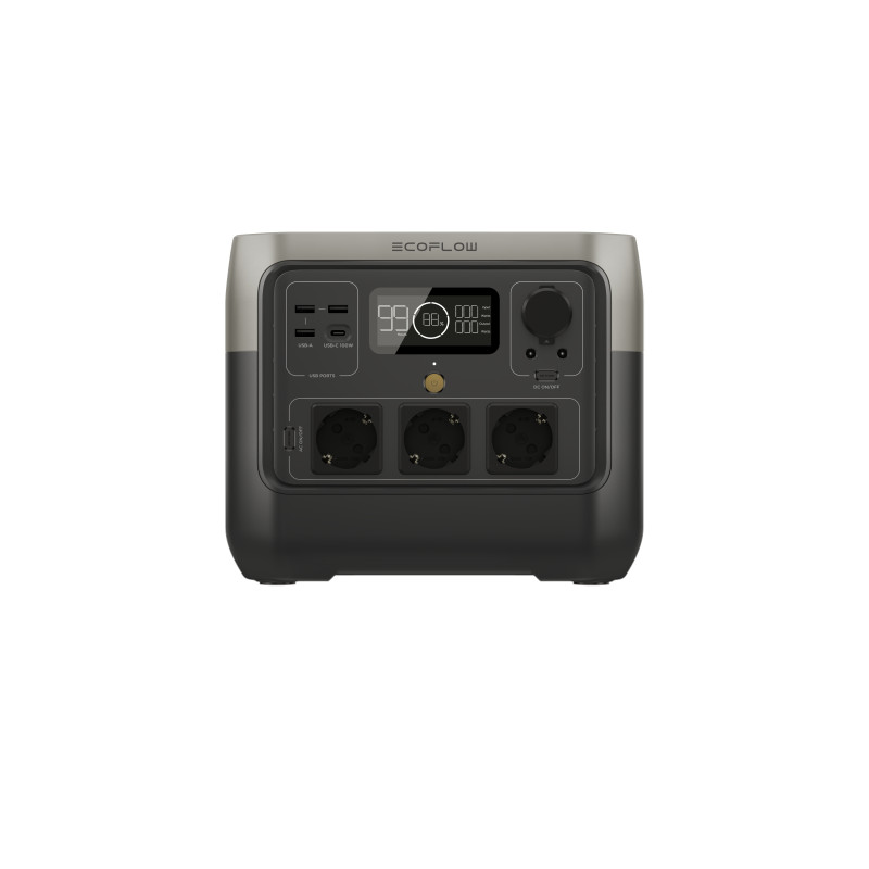 EcoFlow ZMR620-B-EU River 2 Pro, Corriente alterna, CC, Solar, USB, 768 Wh, 800 W, 800 W, 1600 W, 10 A