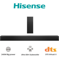 Hisense 20012730 HS2100, 2.1 canales, 240 W, Dolby Audio, Película, Música, TV, 120 W, 120 W