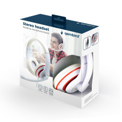 Gembird MHS-03-WTRD MHS-03-WTRD, Alámbrico, Llamadas/Música, 20 - 20000 Hz, 200 g, Auriculares, Rojo, Blanco