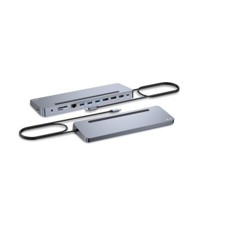 i-tec C31FLAT2PDPRO100W USB-C Metal Ergonomic 3x 4K Display Docking Station with Power Delivery 100 W + Universal Charger 100