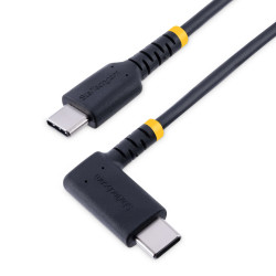 StarTech.com R2CCR-1M-USB-CABLE Cable 1m USB C Acodado - en Ángulo Recto - PD 60W - 3A - Cable USB-C de Carga Rápida - de