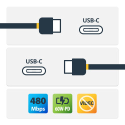 StarTech.com R2CCR-1M-USB-CABLE Cable 1m USB C Acodado - en Ángulo Recto - PD 60W - 3A - Cable USB-C de Carga Rápida - de 2