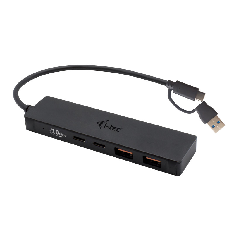 i-tec C31HUBMETAL2A2C Metal USB-A/USB-C HUB 2x USB 3.0 + 2x USB-C (10 Gbps), USB 3.2 Gen 1 (3.1 Gen 1) Type-C, USB 3.2 Gen 1