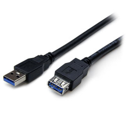 StarTech.com USB3SEXT2MBK Cable USB 3.0 de 2m Extensor Alargador - USB A Macho a Hembra, 2 m, USB A, USB A, USB 3.2 Gen 1 (3.1
