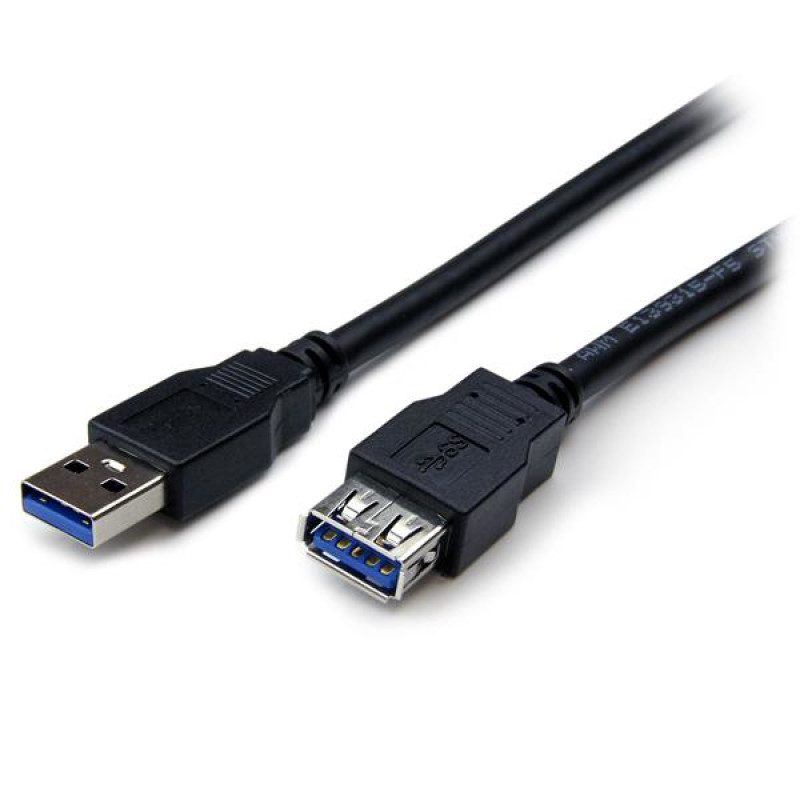StarTech.com USB3SEXT2MBK Cable USB 3.0 de 2m Extensor Alargador - USB A Macho a Hembra, 2 m, USB A, USB A, USB 3.2 Gen 1 (3.1