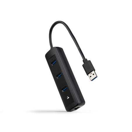 Nanocable 10.16.4604 Hub USB-A 3.0 a 3xUSB-A 3.0 + RJ45, USB-A/M- USB-A/M-RJ45/H, Negro, 15 cm, Alámbrico, USB 3.2 Gen 1 (3.1