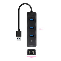 Nanocable 10.16.4604 Hub USB-A 3.0 a 3xUSB-A 3.0 + RJ45, USB-A/M- USB-A/M-RJ45/H, Negro, 15 cm, Alámbrico, USB 3.2 Gen 1 (3.1 2