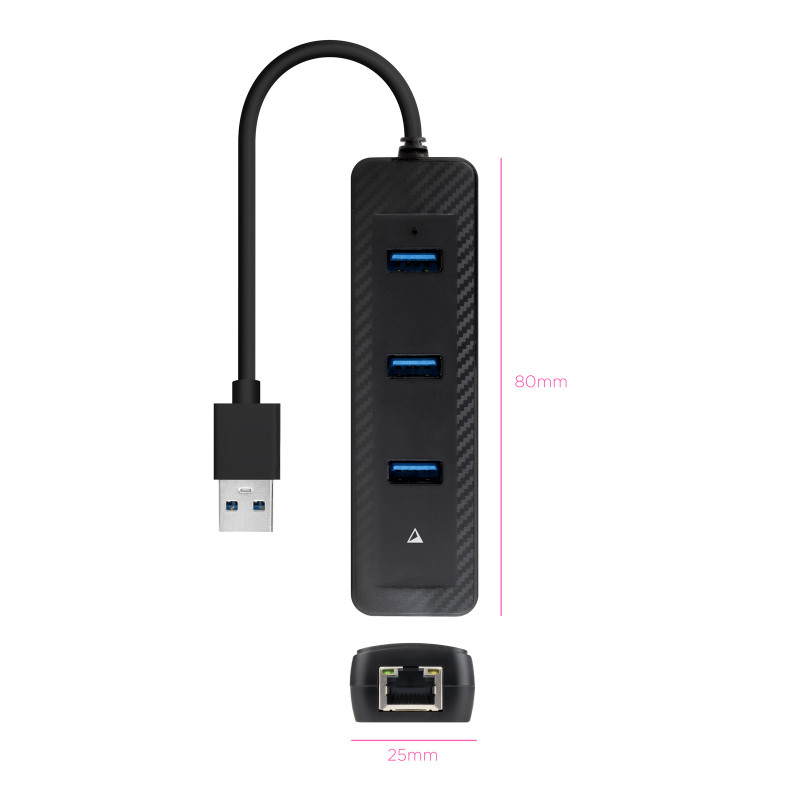 Nanocable 10.16.4604 Hub USB-A 3.0 a 3xUSB-A 3.0 + RJ45, USB-A/M- USB-A/M-RJ45/H, Negro, 15 cm, Alámbrico, USB 3.2 Gen 1 (3.1