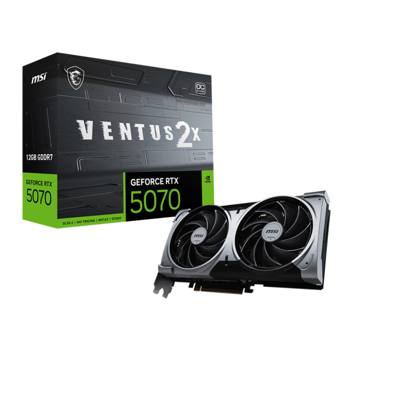 MSI GEFORCE RTX 5070 12G VENTUS 2X OC GeForce RTX 5070 12G VENTUS 2X OC, GeForce RTX 5070, 12 GB, GDDR7, 192 bit, 7680 x 4320