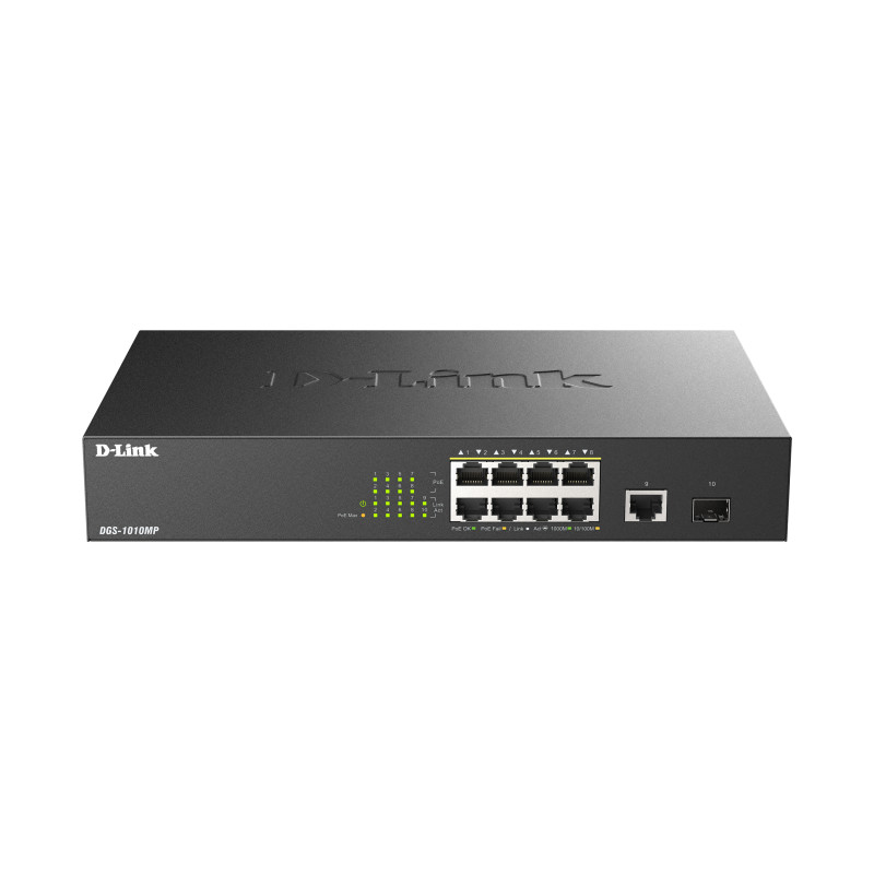 D-Link DGS-1010MP/E DGS-1010MP/E, No administrado, L2, Gigabit Ethernet (10/100/1000), Energía sobre Ethernet (PoE), Montaje