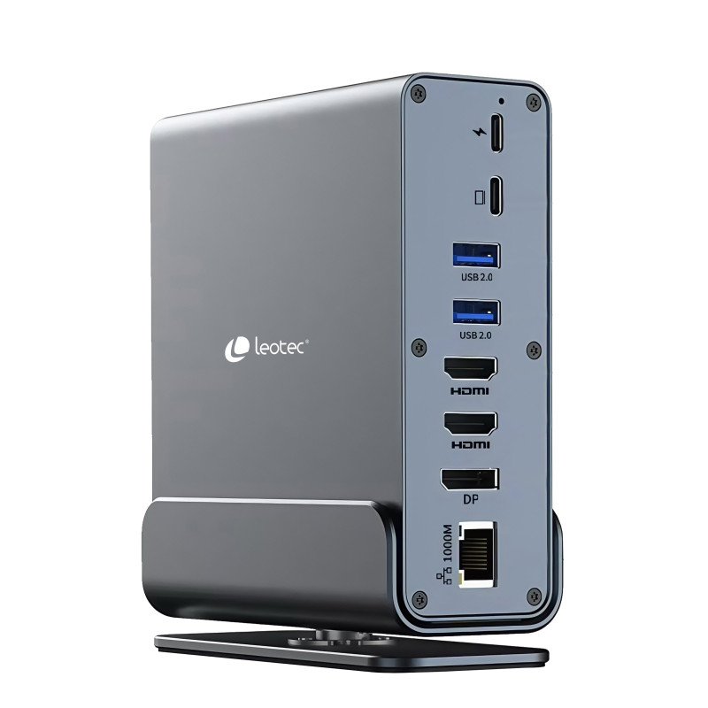 Leotec LEDS06 Docking Station 15 en 1, Acoplamiento, USB 3.2 Gen 2 (3.1 Gen 2) Type-C, MicroSD (TransFlash), SD