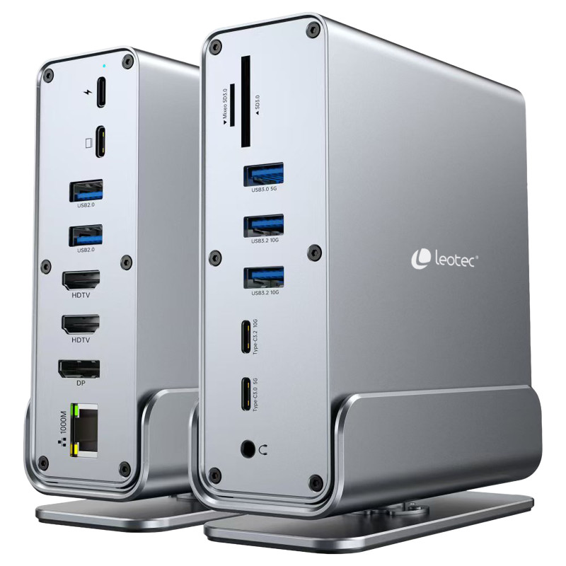 Leotec LEDS06 Docking Station 15 en 1, Acoplamiento, USB 3.2 Gen 2 (3.1 Gen 2) Type-C, MicroSD (TransFlash), SD