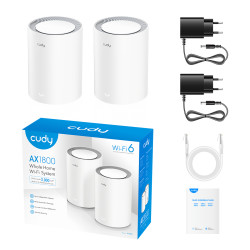 Cudy M3000 2-PACK M3000 2-PACK, Gris, Blanco, Interno, Sistema de malla, Omni-direccional, 399,4 m², Doble banda (2,4 GHz / 5 2