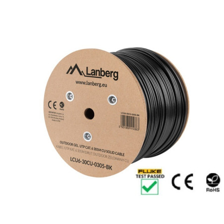 Lanberg LCU6-30CU-0305-BK LCU6-30CU-0305-BK, 305 m, Cat6, U/UTP (UTP), Negro