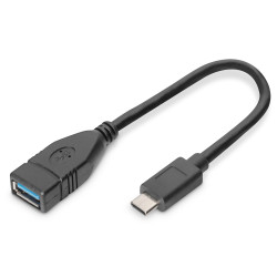 Digitus AK-300315-001-S Adaptador / convertidor USB-C - USB-A, OTG, 0,15 m, 0,15 m, USB C, USB A, USB 3.2 Gen 1 (3.1 Gen 1),