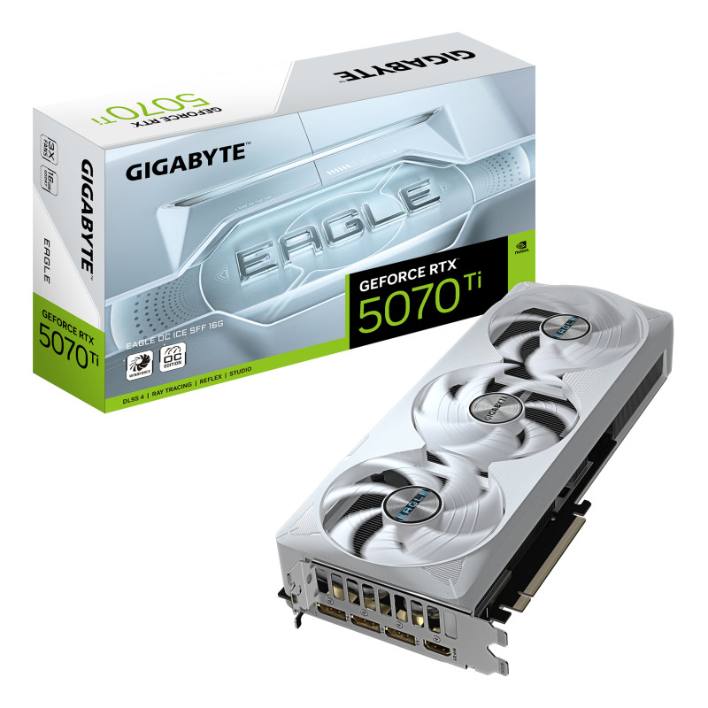 GIGABYTE GV-N507TEAGLEOC ICE-16GD GeForce RTX 5070 Ti EAGLE OC ICE SFF 16G Tarjeta Gráfica - 16GB GDDR7, 256 bits, PCI-E 5.0,
