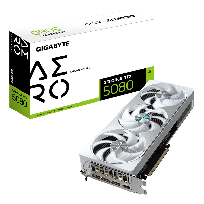 GIGABYTE GV-N5080AERO OC-16GD GeForce RTX 5080 AERO OC SFF 16G Tarjeta Gráfica - 16GB GDDR7, 256 bits, PCI-E 5.0, 2730MHz Core
