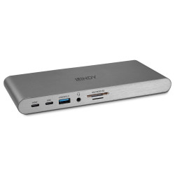Lindy 43349 43349, Alámbrico, USB 3.2 Gen 1 (3.1 Gen 1) Type-C, 100 W, 10,100,1000 Mbit/s, Plata, MicroSD (TransFlash), SD