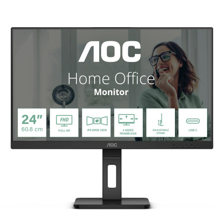 AOC 24P3CV 24P3CV, 60,5 cm (23.8"), 1920 x 1080 Pixeles, Full HD, LED, 4 ms, Negro