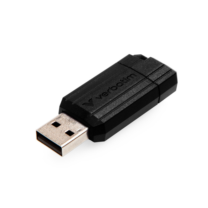 Verbatim 49064 PinStripe - Unidad USB de 32 GB - Negro, 32 GB, USB tipo A, 2.0, 10 MB/s, Deslizar, Negro
