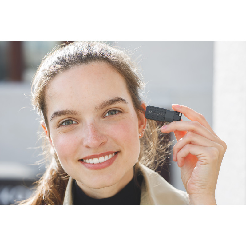 Verbatim 49064 PinStripe - Unidad USB de 32 GB - Negro, 32 GB, USB tipo A, 2.0, 10 MB/s, Deslizar, Negro