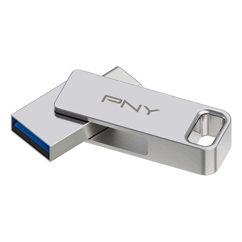 PNY P-FDI128DULINKTYC-GE DUO LINK, 128 GB, USB Type-A / USB Type-C, 3.2 Gen 1 (3.1 Gen 1), 200 MB/s, Girar, Acero inoxidable