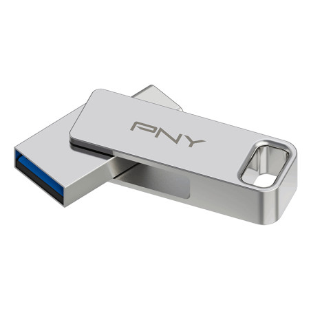 PNY P-FDI128DULINKTYC-GE DUO LINK, 128 GB, USB Type-A / USB Type-C, 3.2 Gen 1 (3.1 Gen 1), 200 MB/s, Girar, Acero inoxidable