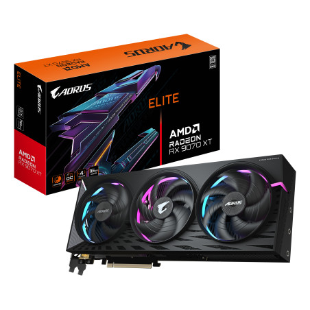 GIGABYTE GV-R9070XTAORUS E-16GD AORUS Radeon RX 9070 XT ELITE 16G Tarjeta Gráfica - 16GB GDDR6, 256 bits, PCI-E 5.0, 3100 MHz