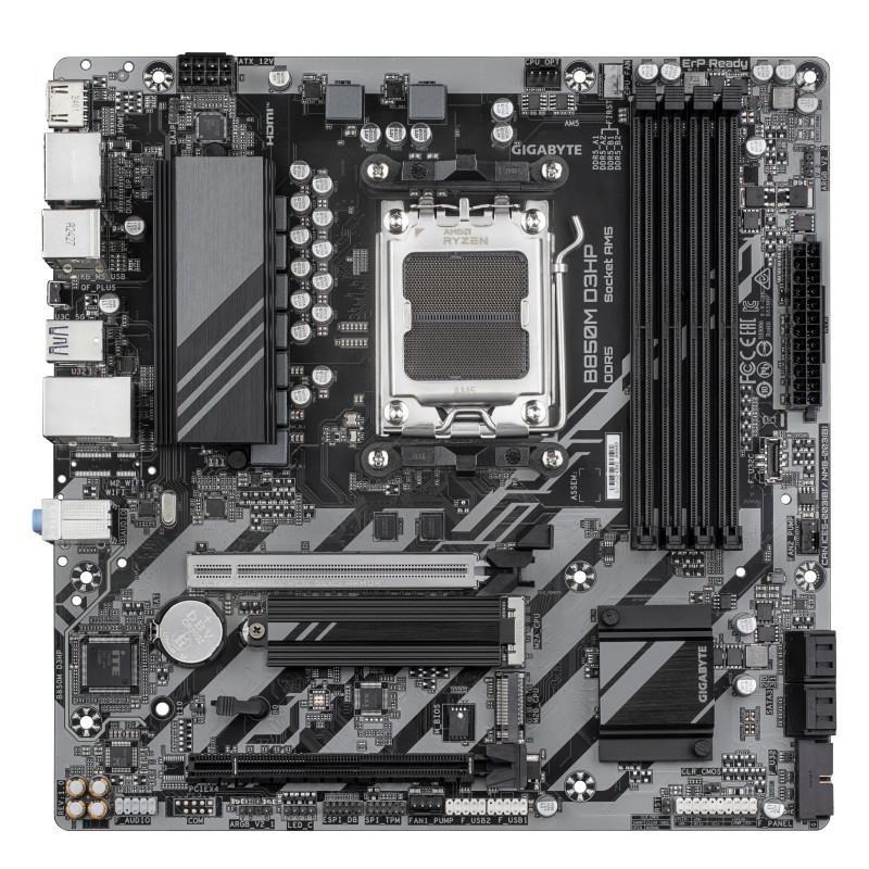 GIGABYTE B850M D3HP B850M D3HP Placa Base - Procesadores AMD Ryzen Serie 9000, 5+2+2 fases VRM digitales, hasta 8200MHz DDR5