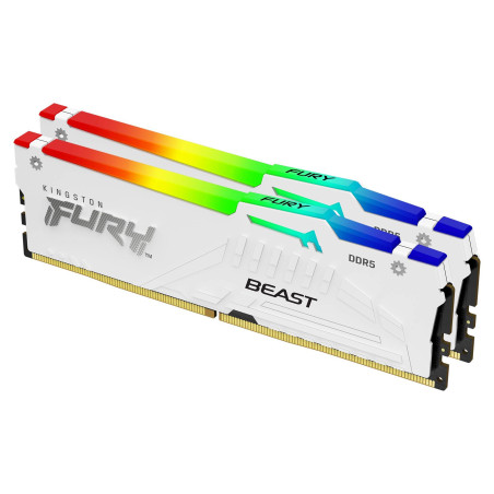 Kingston Technology KF560C30BWEAK2-64 FURY Beast 64GB 6000MT/s DDR5 CL30 DIMM (Kit de 2) White RGB EXPO, 64 GB, 2 x 32 GB,