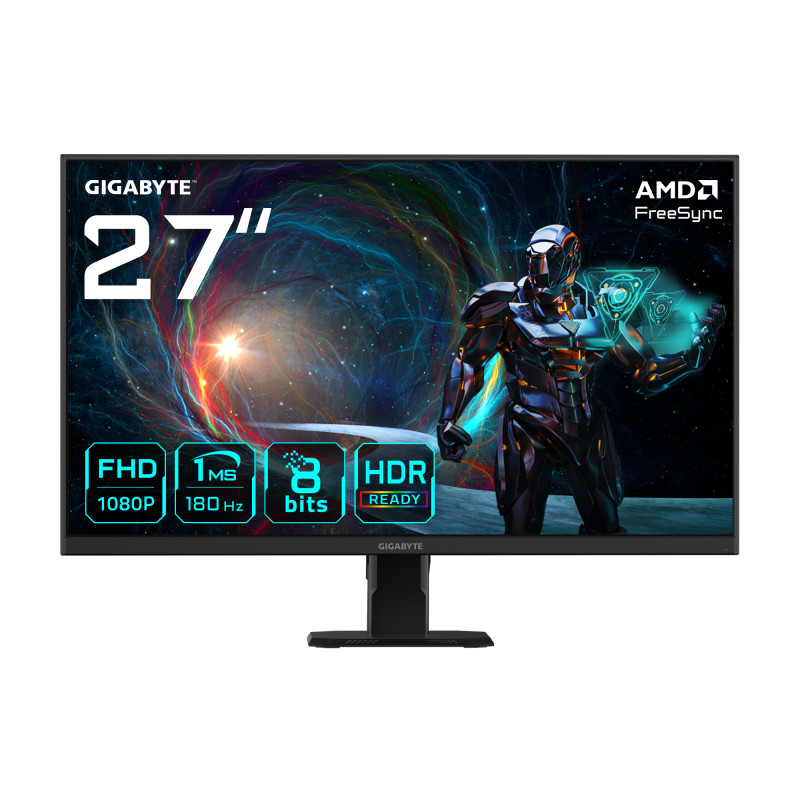 GIGABYTE GS27FA EU GS27FA 27" Monitor de Juego FHD - 1920 x 1080, 180Hz, 1ms, 300 cd/m², FreeSync, HDR Ready, HDMI 2.0, 68,6