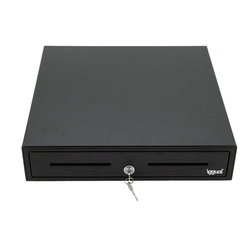 iggual IGG316344 Cajón Portamonedas IRON-50 42cm 5+8 negro, Cajón de efectivo automático y manual, Metal, Negro, 12 V, 420