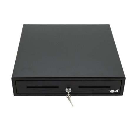 iggual IGG316344 Cajón Portamonedas IRON-50 42cm 5+8 negro, Cajón de efectivo automático y manual, Metal, Negro, 12 V, 420