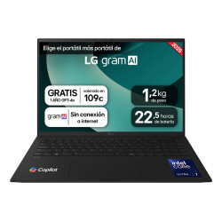 LG 16ZD90T-G.AX88B Gram 16ZD90T-G.AX88B, Intel Core Ultra 7, 5,1 GHz, 40,6 cm (16"), 2560 x 1600 Pixeles, 32 GB, 1 TB