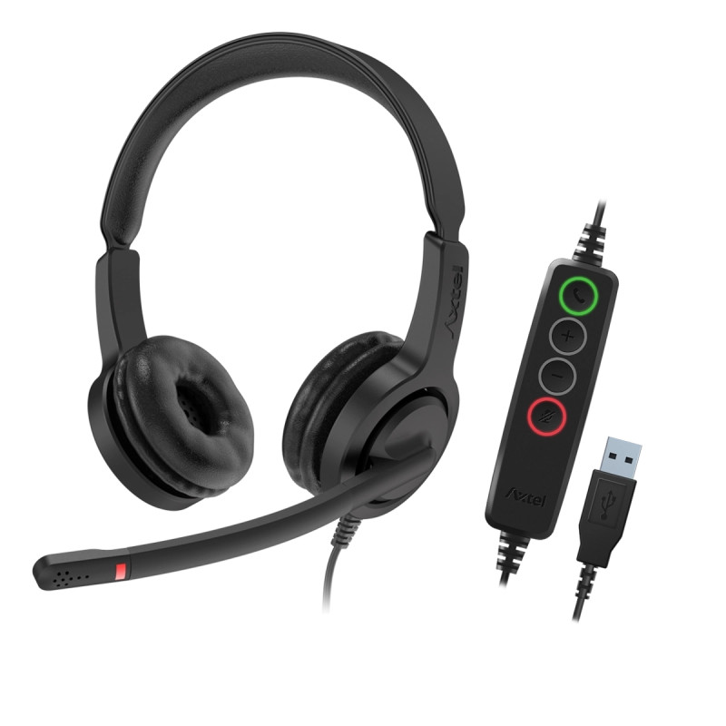 Axtel AXH-V28UCD VOICE UC28 stereo USB-A, Alámbrico, Oficina/Centro de llamadas, 20 - 20000 Hz, 130 g, Auriculares, Negro